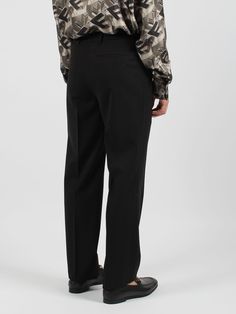 55%PL,45%WV | Fendi Men's Black Wool Crepe Trousers | FW23/24 Luxury Black Wool Bottoms, Formal Winter Wool Bottoms, Formal Wool Bottoms For Fall, Luxury Wool Dress Pants For Office, Wool Dress Pants For Winter Formal, Winter Wool Dress Pants For Formal Occasions, Classic Formal Bottoms For Winter, Elegant Winter Bottoms With Straight Hem, Tailored Bottoms For Formal Winter Occasions