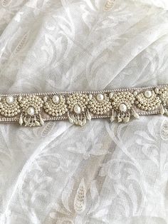 Latkan Lace Design, Hand Work Belt Design, Khatli Work Belt Design, Mirar Work Design Belt, Handwork Belt Design, Aari Belt, Saree Belts, Luxury Silver Beaded Bridal Belt