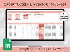 the order trackerr and inventory manager is displayed in front of a computer screen with text