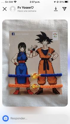 the dragon and gohan bracelets are being displayed on a cell phone screen,