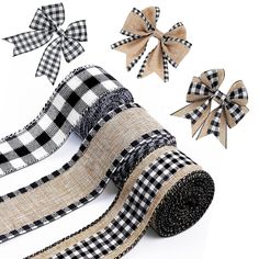 black and white checkered ribbon with two bows on each side, next to it