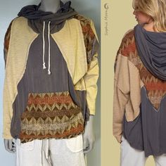 This Designer "Spiritual Boho Chic Knit Top" Is A Piece That You Need In Your Closet. Designed In A Relaxed Fit With Mixture Of Unique Fabrics Draped Cowl Neckline With Adjustable Strap Available In S,M,L 94% Rayon 6% Spandex Measurements: Small 2-6 Size. Length (Shoulder To Hem) Approx. 32". Pit To Pit Approx. 27.5" Medium 6-10 Size. Length (Shoulder To Hem) Approx. 32". Pit To Pit Approx. 28.5" Large 10-16 Size. Length (Shoulder To Hem) Approx. 32". Pit To Pit Approx. 29.5" Oversized Fit. You Relaxed Fit Bohemian Top For Fall, Bohemian Relaxed Fit Tops For Fall, Bohemian Relaxed Fit Top For Layering, Bohemian Tops With Patchwork For Layering, Bohemian Tops With Patchwork, Bohemian Long Sleeve Patchwork Sweater, Bohemian Relaxed Fit Sweater For Fall, Beige Long Sleeve Bohemian Sweater, Spring Bohemian Relaxed Fit Sweater