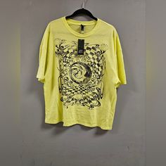 Graphic Short Sleeves T-Shirt 60% Cotton, 40% Recycled Polyester Color: Vibrant Lime Green Yb4-5 Oversized Yellow T-shirt For Spring, Neon Yellow Cotton T-shirt For Spring, Yellow Screen Print Tops For Streetwear, Yellow Relaxed Fit T-shirt For Streetwear, Yellow Oversized Top For Streetwear, Oversized Yellow Top For Streetwear, Yellow Summer Streetwear T-shirt, Yellow Oversized Crew Neck Tops, Oversized Yellow Crew Neck Top