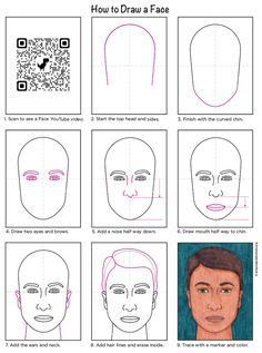 step by step instructions to draw a man's face with different angles and shapes