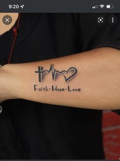 Love Faith And Hope Tattoo, Mens Faith Tattoos, Life Meaning Tattoos, Hope Faith Love Tattoo, Cross Tattoos For Women On Arm, Faith Tattoos For Women, Faith Tattoo Men, Hope Tattoos For Women, Faith Hope Love Tattoo Ideas