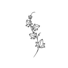 a black and white drawing of flowers on a white background