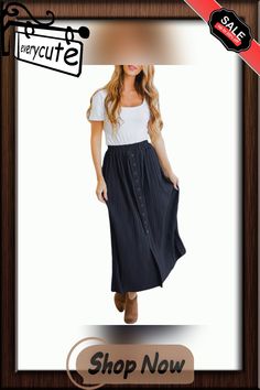 Black Elastic Waist Pleated Button Midi Skirt Casual Relaxed Maxi Skirt With Button Closure, Casual Maxi Skirt With Button Closure, Casual Maxi Skirt With Buttons And Relaxed Fit, Casual Workwear Maxi Skirt With Button Closure, Casual Maxi Skirt With Button Closure For Work, Casual Relaxed Maxi Skirt With Buttons, Casual Maxi Skirt With Buttons, Summer Black Skirt With Button Closure, Casual Maxi Skirt With Button Closure For Day Out