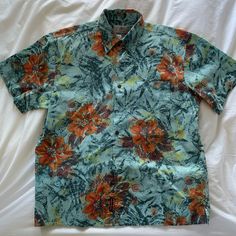 The Territory Ahead Button Down Short Sleeve Men’s Large Tropical Summer Shirt Never Worn Tropical Shirts, Casual Shirts For Men, Blue Orange, Summer Shirts, Casual Button Down Shirts, Men Short Sleeve, Button Downs, Colorful Shirts, Mens Shirts