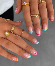 Nails And Rings, Pastel Nail Art, April Nails, Nails Yellow, Cute Simple Nails, Summery Nails, Cute Gel Nails