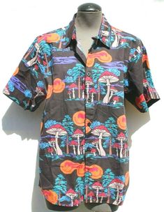 Mens Smilie Face Mushrooms Trippy Button Up Short Sleeve Collard Shirt Small Condition: New  Men's: Small  Pit To Pit: 21 1/4" TopShoulder To Bottom Of Shirt: 25 1/2" CHECK OUT MY OTHER ITEMS LIKE THIS FOR SALE (BIN B2) 0013 Casual Relaxed Fit Shirt With Mushroom Print, Multicolor Cotton Camp Shirt With Button Closure, Multicolor Cotton Camp Shirt With Buttons, Fun Multicolor Cotton Camp Shirt, Summer Cotton Shirt With Mushroom Print, Multicolor Cotton Camp Shirt, Cotton Shirt With Mushroom Print For Summer, Summer Mushroom Print Shirt With Relaxed Fit, Summer Relaxed Fit Shirt With Mushroom Print