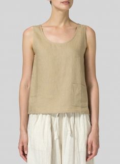 Linen Pocket Tank Top Casual Beige Vest Top, Solid Spring Vest For Layering, Solid Color Vest For Spring Layering, Spring Layering Tank Vest, Spring Vest For Layering, Versatile Vest For Layering, Versatile Everyday Tops With Pockets, Versatile Tops With Pockets For Everyday, Layering Tank Vest Tops