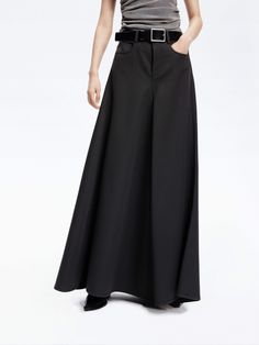 MO&Co. Women's Wool Blend Maxi Skirt A transitional wardrobe staple, this knitted midi skirt is crafted from a wool blend, lending the knit a subtle sheen. It features a high waist and inner inverted pleats at the front that create a graceful, flowing hem. Perfectly paired with our matching top for a chic and coordinated look. Please note, the waist belt is not included. Features : - High waist A-line maxi silhouette- Side pockets, front inner pleats- Button and zip closure Code: MBD1SKT034The b Knitted Midi Skirt, Knit Midi Skirt, Straight Skirt, Shopping Basket, Knit Midi, Pleated Midi Skirt, Gray Skirt, Mesh Bag, Matching Top