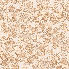 a floral pattern with brown flowers on a white background