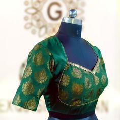 Green brocade blouse that can be paired with multiple sarees. size: please choose from drop down. if you choose custom measurements,I'll send you the measurements sheet when you order.  Please contact me if you have any questions Fitted Pre-draped Saree With Zari Work For Puja, Green Saree Blouse With Zari Weaving, Fitted Brocade Saree For Puja, Bollywood Green Blouse With Zari Weaving, Gold Brocade Saree With Unstitched Blouse, Elegant Green Blouse With Zari Weaving, Fitted Gold Saree For Navratri, Brocade Blouse Piece With Zari Work For Puja, Bollywood Brocade Blouse Piece For Puja