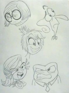 an image of cartoon faces drawn in pencil