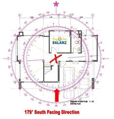 a drawing of a floor plan with an arrow pointing to the right