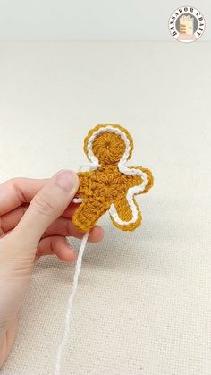 Amigurumi Gingerbread Man | Full video tutorial is on my channel | Crochet Gingerbread Man How To Crochet A Gingerbread Man, Crochet Gingerbread Man Applique, Crochet Gingerbread Man Garland, Crochet Mini Gingerbread Man, Amigurumi Gingerbread Man, Gingerbread Crochet, Gingerbread Man Crochet, Crochet Gingerbread Man, Gingerbread Man Free