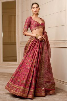 Floral Print Lehenga, Print Lehenga, Pattern Leaf, Gaun Fashion, Tarun Tahiliani