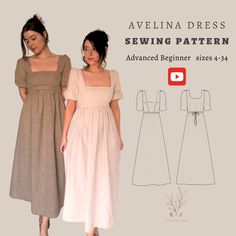 two women in dresses sewing pattern