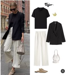 Minimalist Moda, Stylish Outfits For Women Over 50, Blazer Outfits, 가을 패션, Style Mistakes, Black Blazer, Mode Inspiration, White Pants