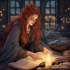 a woman sitting on the floor next to a lit candle and book in front of her