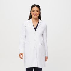 Official FIGS® Lab Coats. Premium Lab Coats With Plenty Of Pockets, Lots Of Function & Breathable Fabric. | FIGS Womens White Bellevue - Long Lab Coat White Lab Coat, Black Fig, Brown Moto Jacket, Corset Vest, Mens Scrubs, Lab Coats, Blue Apron, White Lab, Womens Scrubs