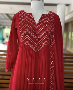 Handwork Kurti Designs, Recycle Saree, Designer Dresses Elegant, Simple Frock Design, Stylish Kurtis Design, Churidar Designs, Simple Kurta Designs, Simple Gowns, Simple Kurti Designs