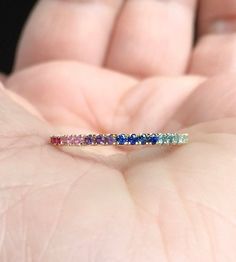 Lesbian Wedding Bands, Rainbow Wedding Band, Wedding Band Pave, Multicolor Wedding, Gemstone Stacking Ring, Rainbow Band, Pride Jewellery, Diamond Anniversary Bands