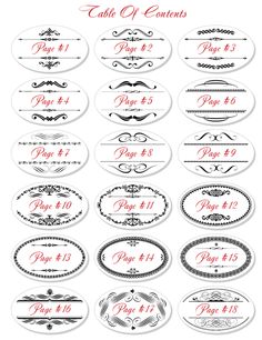 a large set of calligraphy type labels