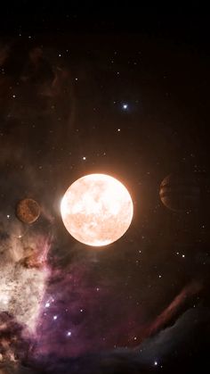 an artist's impression of planets in the sky