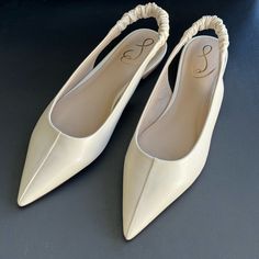 Sam Edelman Women's Whitney Slingback White Leather Flats. Never Worn. No Box. Retails For $120. There Is A Minor Scuff On The Leather. Please Refer To The Photos They Might Have Been Displayed In Store So Show Some Signs From Being Tried On. Please Review All Photos Before Purchasing Classic Cream Slingback Pumps With Low Heel, Chic Cream Slingback Pumps With Almond Toe, Chic Cream Almond Toe Slingback Pumps, Cream Leather Slingback Pumps With Sculpted Heel, Cream Leather Slingback Pumps With Pointed Toe, Cream Leather Pointed Toe Slingback Pumps, Cream Leather Slingback Pumps Medium Width, Cream Leather Slingback Pumps, Cream Slingback Pumps With Heel Strap And Almond Toe