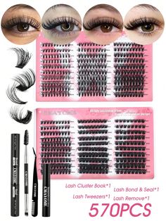 570 Clusters False Individual Eyelashes Sleeve For Beginner Segment Fake Lashes Large Capacity Kit DIY At Home For Starter Long Lasting Natural Mix Style Wispy Eye Lashes Natural Look With Tools Multicolor    Synthetic Fiber  Eyelash Set   Beauty Tools, size features are:Bust: ,Length: ,Sleeve Length: Individual Eyelashes, Eyelash Sets, Fake Lashes, Mix Style, Synthetic Fiber, Long Lasting, Beauty Tools, Diy Kits, Eyelashes