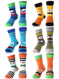 PRICES MAY VARY. Novelty Monster Pattern: these boys crew socks are designed with 6 kinds of monsters, featured with funny facial expressions and designs, adopt dark blue, white, yellow, light blue, orange and gray available, easy to get kids' attention Made of Breathable Material: made of quality cotton, these colorful socks for boy are comfortable for you to wear, elastic, breathable and reusable, not easy to break or fade, light in weight, in exquisite workmanship, you can use them with ease Funny Facial Expressions, Novelty Christmas Gifts, Monster Pattern, Toddler Humor, Boys Socks, Kids Funny, Pattern Socks, Toddler Christmas, Novelty Socks