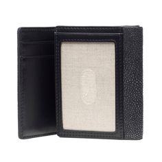 Feast your eyes on Evan. This slick men’s tri-fold is crafted with genuine leather throughout. The outside is a beautiful showcase of genuine shagreen and the interior is trimmed with smooth Napa leather. The wallet’s inside is home to pockets that are perfect for holding credit cards and more, with a traditional wider pocket for holding bills. Evan has a photo ID window on the inside as well that is kissed with linen lining and is finished with a plastic overlay protector. This handsome wallet, Formal Trifold Card Holder With Coin Pocket, Luxury Leather Trifold Wallet For Formal Occasions, Formal Leather Trifold Wallet, Formal Rectangular Leather Trifold Wallet, Luxury Trifold Wallet With Smooth Grain, Luxury Trifold Wallet For Business, Elegant Trifold Wallet With Card Slots, Formal Leather Trifold Wallet With Rfid Blocking, Luxury Leather Trifold Wallet With Coin Pocket