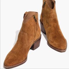 Madewell Western Suede Haillie Boots Wore Only One Time, No Stain Or Damage Western Fall Boots With Heel Tab, Madewell Shoes, One Time, Madewell, Bootie Boots, Clogs, Ankle Boots, Shoes Heels, Cute Outfits