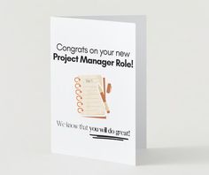 a greeting card with the words congratulations on your new project manager role