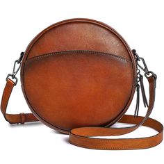 PRICES MAY VARY. Practical and Stylish Design: This cross body bag combines elegance of a trendy round purse and the practicality of a crossbody design. With extra pockets for interior organization, your daily items, such as phones, small cosmetics, wallets, lipsticks, keys, etc. are well organized. Premium Genuine Leather: Made from quality cowhide leather, we make great effort to ensure every detail of this leather purse. Soft genuine leather, sturdy hardware, faux suede lining, and excellent Portland Leather Circle Bag, Round Leather Purse, Brown Round Bag For Daily Use, Round Brown Shoulder Bag For Travel, Brown Round Shoulder Bag For Travel, Leather Shoulder Bag With Detachable Strap And Round Case, Round Shoulder Bag For Travel, Trendy Round Case Shoulder Bag For Everyday, Everyday Round Case Shoulder Bag With Detachable Strap