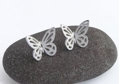 Sterling Silver Butterfly Earrings  -  Lacy Butterfly Stud earrings Flying Butterfly, Earrings Pretty, Silver Butterfly Earrings, Butterfly Earrings Gold, Butterfly Stud Earrings, Initial Earrings, Butterfly Earrings Stud, Solid Gold Earrings, Small Earrings Studs