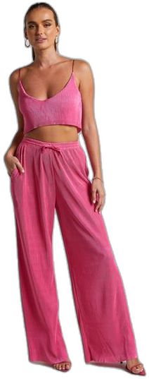 Wide Leg Rayon Lounge Pants, Trendy Summer Sets With Wide Legs, Casual Sleeveless Sets With Elastic Waistband, Cropped Loungewear Pants For Spring, Cropped Pants For Spring Loungewear, Casual Wide Leg Sets For Summer, Spring Cropped Loungewear Pants, Casual Wide Leg Summer Sets, Summer Solid Wide Leg Loungewear Pants