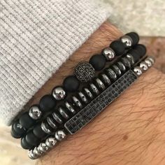 Bracelets Men's Multi Layers Gemstones 3pcs 3pcs. 6mm Beads Hematite, Black Matte Obsidian, Black Crystals Unisex Bracelets Wear Them Together Or Separately Keywords: Stylish, Dapper, Smart, Crystals, Spiritual, Swank, Boho Chic, Funky, Ultrachic, Posh, Natural Stone, Fashion, Hipster, Hip, Gemstones Statement, Edgy, Natty, Watches, Sophisticated, Classy, Fashionable, Rings, Festivals, Pulsera, Fresh, Create A Bundle And Save On Shipping Bracelets Sets, Ultra Beauty, Charms Bracelets, Natural Stone Bracelets, Copper Material, Bead Charm Bracelet, Elastic Bracelet, Disco Ball, Micro Pave