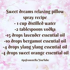 Pillow Spray Recipe, Homemade Pillow Spray, Pillow Spray Essential Oils Diy, Pillow Potion, Diy Pillow Spray, Essential Oil Spray Recipes, Essential Oil Perfumes Recipes, Sleep Spray, Essential Oil Diffuser Blends Recipes