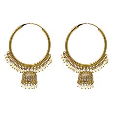 PRICES MAY VARY. Metal: Alloy Plating: 5K (1gm) Gold Stone: Cubic Zircon Material: Pearl | Earring Full Length: 2.5 Inch Chandelier: Length: 0.50 Inch Diameter of Hoop: 1.64 Inch Back Finding: Infinity Hoop Tiny white pearls around the gold bronze hoop earrings as well as on the Chandelier Jhumki, dangling below the hoop ANY OCCASION - Party, Wedding, Bridal, Dance, Dandiya and all Indian Festival wear | Womens Gifts for Mothers Day, Valentines Day, Christmas, Ramadan, Eid, Diwali, Holi | Meticu Hand Set Hoop Earrings For Wedding, Festive Drop Earrings Danglers, Danglers For Diwali Celebration, Diwali Celebration Danglers, Traditional Danglers For Celebration, Gold Jhumkas With Dangling Beads, Chandbali Jewelry With Dangling Beads For Diwali, Gold Chandbalis With Cutdana Detail, Bollywood Style Intricate Hoop Earrings For Festive Occasions