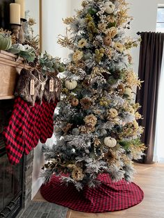 a decorated christmas tree in a living room