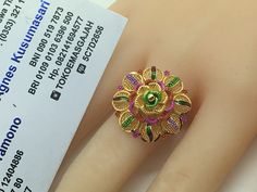 22k / 91,6% Gold Dubai / India Flower Ring size adjustable Bangel Design, Gold Bangle Watch, Dubai Design, Dubai Gold Jewelry, 22k Gold Necklace, 1 Gram Gold Jewellery, Gold Jewelry Outfits, 22k Gold Jewelry