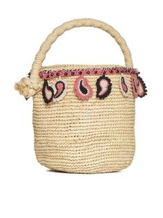 100% Material 1 Embroidery: 100% Cotton Beach Shoulder Bag With Handle Drop, Summer Vacation Straw Bag With Handle Drop, Natural Top Handle Straw Bag With Handle Drop, Vacation Top Handle Shoulder Bag, Natural Shoulder Bag With Handle Drop For Summer, Summer Bags With Handle Drop In Natural Color, Summer Bags In Natural Color, Raffia Bucket Bag, Beige Uni