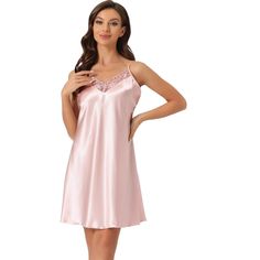 This soft fabric and breathable lounge dress for women is constructed of 100% Polyester fabric, comfy, moisture-wicking, breathable, and skin friendly. Featuring a v-neck, lace trim and camisole design, makes you feel cozy all night, and enjoy a comfortable sleep and sweet dream. Great for loungewear, nightwear, sleepwear, home bedroom, daily wear. No matter the cozy bedtime, casual home relax, laze afternoon, comfy bath, the soft and lightweight nightdress could accompany you all the time. This ladies nightdress is perfect for slumber parties, pajama nights or daily wear or as a holiday gift for Mother's Day, Thanksgiving, Christmas, or a birthday. Women Nightwear Dresses, Night Wear Dress, Nightwear Dress, Loungewear Dress, One Piece Clothing, Cami Maxi Dress, Night Dress For Women, Casual Home, Aesthetic Pastel