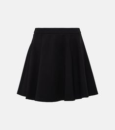 Stacy pleated miniskirt in black - Staud | Mytheresa Chic A-line Mini Skirt With Pleated Hem, Pleated A-line Mini Skirt For Night Out, Flowy Elastane Mini Skirt For Spring, A-line Elastane Bottoms, Elastane Lined Flared Skirt, Elastane Flared Skirt With Lining, Flared Elastane Skirt With Lined Detail, Flared Elastane Skirt With Lining, Workwear Mini Skirt With Pleated Waist