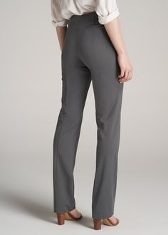 About Our Slacks for Tall Women The search for extra-long women's dress pants is over. Whether you're meeting clients to close a deal or walking into a big job interview, you need an outfit that's going to make you look good and feel confident. Finding options when you're vertically blessed can be tough, which is why we designed this pair of slacks for tall women between 5'9” and 6'6”. They have an extra-long inseam with a turn-up hem, a slim straight fit that will flatter your long legs and a h Pants For Tall Women, Women's Dress Pants, Straight Leg Dress Pants, Tall Pants, Tall Women, Womens Dress Pants, Women Long Dresses, Job Interview, Long Legs