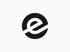 the letter e is inscribed in a circle with an arrow on it's side