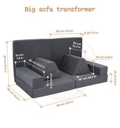 an image of a couch with measurements for the seat and backrests on it